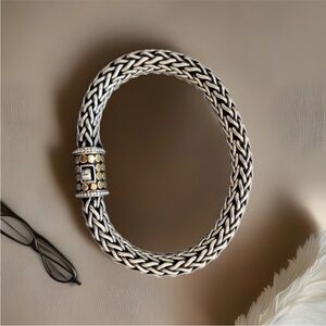 John Hardy Cable Woven Bracelet with 18kt Gold Dotted Clasp.